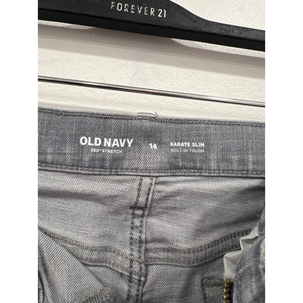 Old Navy Karate Slim Boys Size 14 Gray 360 Stretch Denim Jeans Built-In Tough - Picture 3 of 12